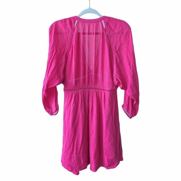 Free People Go Lightly V Neck Bright Pink Swing Mini Dress Size XS - Picture 3 of 6